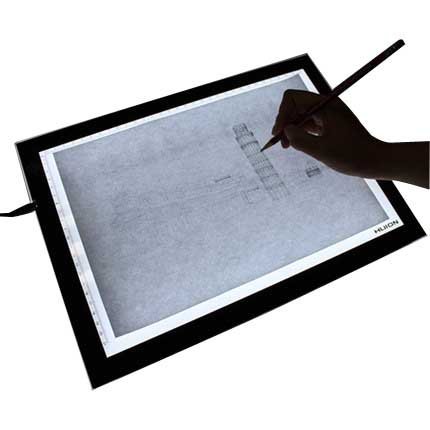 HUION 23.5 Inches (Diagonal Length) LED Tattoo Tracing Light Pad Translucent Tablet Copy Board with Multifunction Stander, Drawing Board Clip, Tracing Paper - A3 Holder