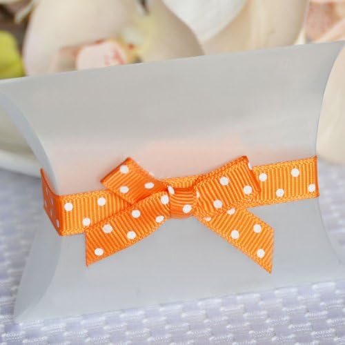 Self Adhesive Grosgrain Bow and Ribbon - Orange w/ White Polka Dots (20 Count)