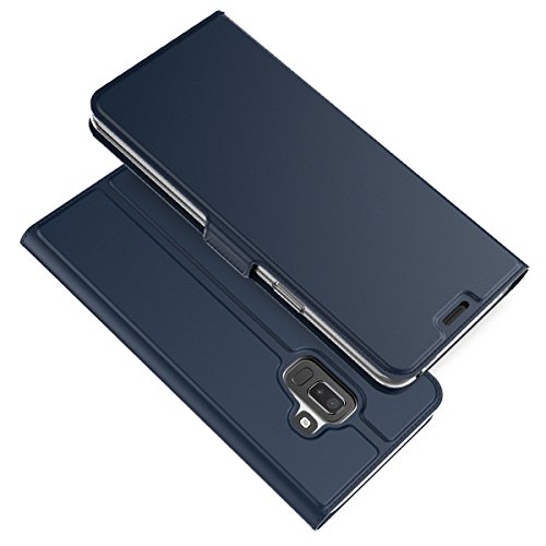 TOTOOSE Samsung Galaxy J8 2018 Case Luxury PU Leather Wallet Flip Protective Durable Case Cover with Card Slots and Stand for Samsung Galaxy J8 2018 Blue