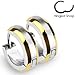 SER-0009 Pair of Stainless Steel Hoop Earring with Gold Plated Edges and Brushed Center