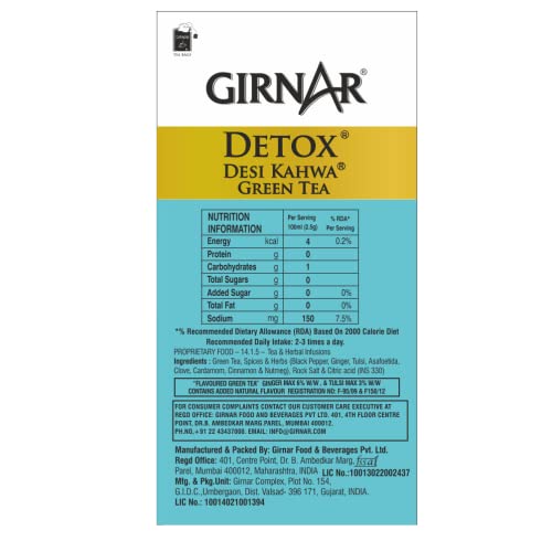 Girnar Detox Green Tea, (36 Teabags) Pricepulse