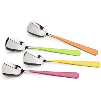 RSVP Endurance Stainless Steel Ice Cream Spoon with Colorful Handle, Set of 4
