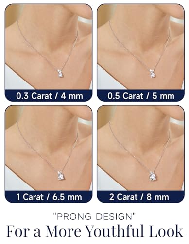 MomentWish 925 Silver Necklace for Women with Pendant, 1 Carat Moissanite Necklace with Diamonds Jewelry Valentine's Gift for Women Girlfriend