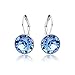 MYJS Bella Rhodium Plated Mini Drop Earrings with Light Sapphire Blue Swarovski Crystals