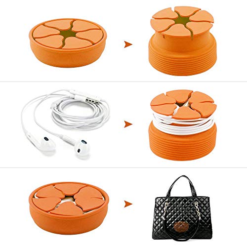 Newseego Earphone Earbud Storage Holder Case Soft Silicone Cable Winder Tangle-Free Wrap Portable Earbud Cord Box AirPods-4 Pack