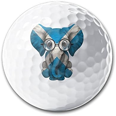 Baby Elephant With Glasses And Scottish Flag White Elastic Golf Balls Practice Golf Balls Golf Training Aid Balls