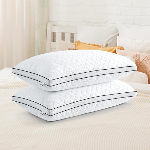 Slybear Pillow 40 x 80 cm, Set of 2, Orthopaedic Side Sleeper Pillow with Premium Filling, Breathable Neck Pillow, Sleeping, Seat, Bed, Sofa Cushion for Allergy Sufferers, Soft and Supportive Washable