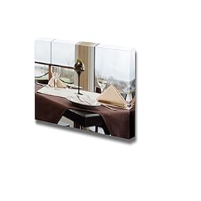 Canvas Prints Wall Art - Table Appointment with Empty Red Wine Glasses at Restaurant | Modern Wall Decor/Home Art Stretched Gallery Wraps Giclee Print & Wood Framed. Ready to Hang - 12" x 18"