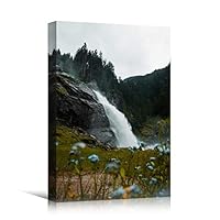 Canvas Wall Art Mountain Waterfalls Landscape Multicolor Photography Relax/Calm Traditional Waterfall - 12x18 inches