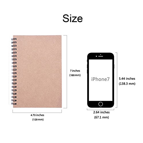 Soft Cover Spiral Journal Notebook (2-Pack), Alloyseed Wirebound Memo Notepads Blank Sketchbook Diary Notebook Planner Unlined Paper, 100 Pages, 50 Sheets (brown) - Thumbnail 5