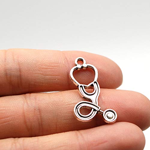MT 2007 Alloy Charms, Silver Tone Handmade Supply Charms, Handmade Craft, Handmade Jewelry Supply (50PCS JHS41 Stethoscope Charms)