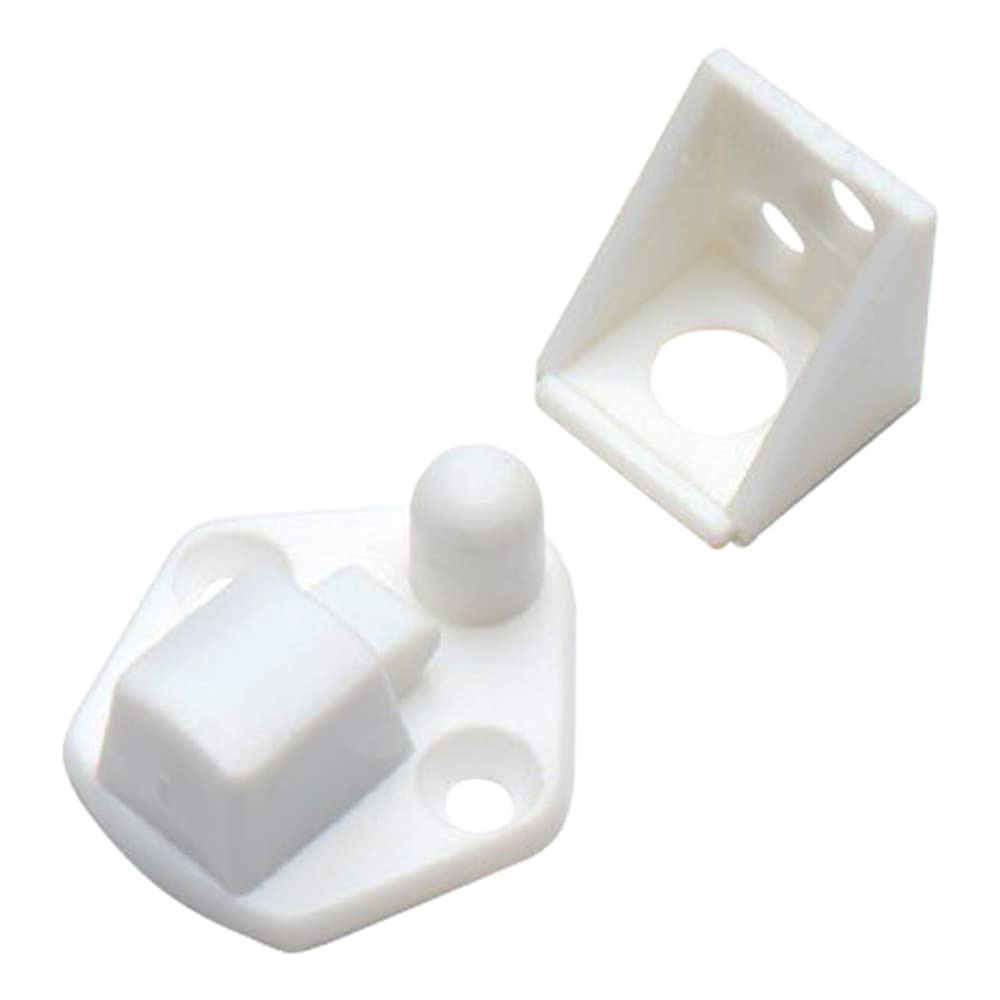 Merriway BH04763 Peglock Cupboard Cabinet Door Catch Nylon - White