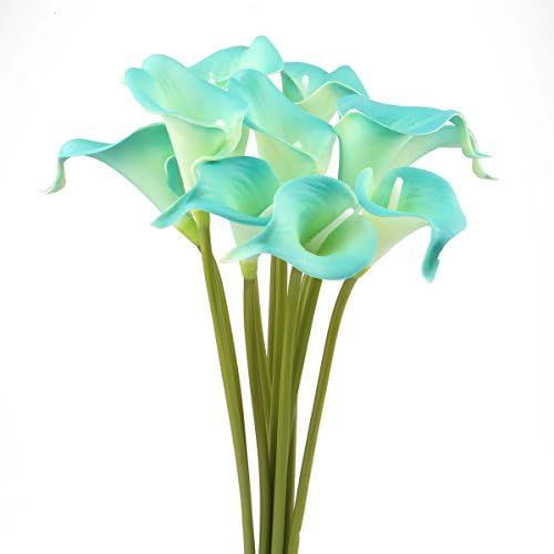 Leagel Calla Lily Bridal Wedding Bouquet Head Lataex Real Touch Flower Bouquets (10, Blue)
