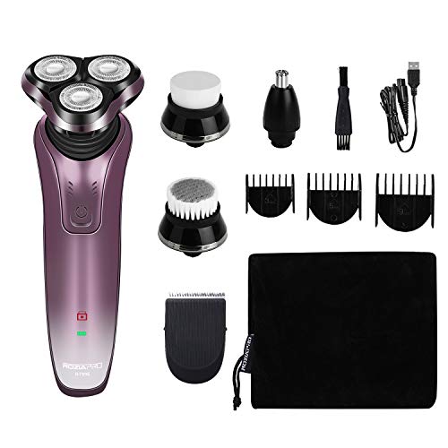 Electric Razor for Men Rechargeable 5 in 1 Wet & Dry Rotary Shaver Hair Clipper Waterproof Electric Shaver Nose Hair Trimmer USB Fast Charging