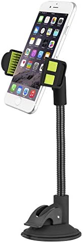 CYLO Easy Grip Dashboard Suction Extended Car Mount Yellow Holder Cradle for iPhone 7, 7 Plus/ 6s Plus/6s/6, Samsung Galaxy S8 Edge S7 S6 Note 5, Nexus 6, &amp; Smartphones (Black/Yellow)