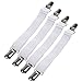 Adjustable Bed Sheet Elastic Grippers Suspenders Holder Straps Clips Fasteners / White, 1-Pack (4 pcs)