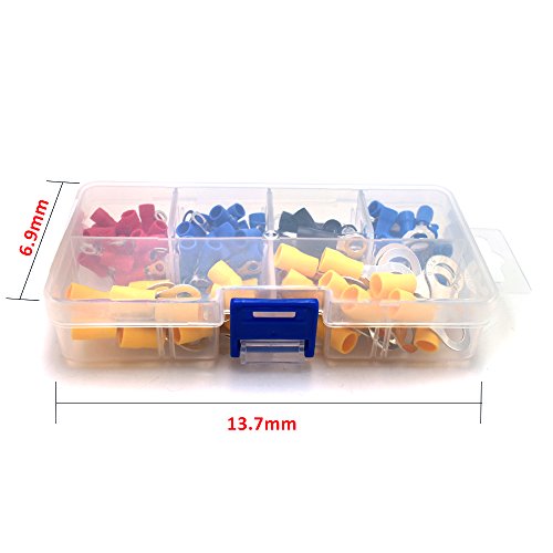 CREATORELE 110pcs ring terminal set Copper Crimp Connector Insulated Cord ring End Wire terminals connector Assortment Kit Cable Wire Connector Crimp Spade