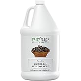 PUROLEO Castor Oil 64 Fl Oz/1900 ML (Packed In Canada) 100% Pure and Natural Hair, Lash, Beard, Eyelashes & Eyebrow Oil Black