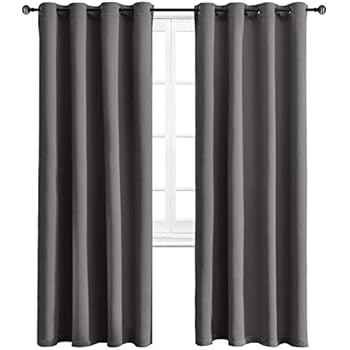 WONTEX Blackout Curtains Room Darkening Thermal Insulated with Grommet Window Curtain for Living Room, 52 x 72 inch, Grey, 2 Panels