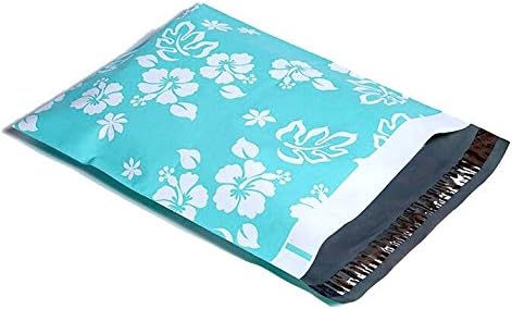 Hawaiian Designer Poly Mailers Shipping Envelopes Teal Boutique Custom Bags (100 12x15.5)