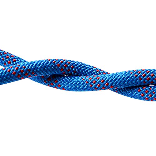 letsgood 10mm Outdoor Static Rock Climbing Rope, Safety Rope with 2 Hooks, Escape Rope Climbing Equipment Emergency Fire Rescue Parachute Rappelling Rope - 10M(32ft) 15M(49ft) 20M(64ft) (Blue, 49ft)