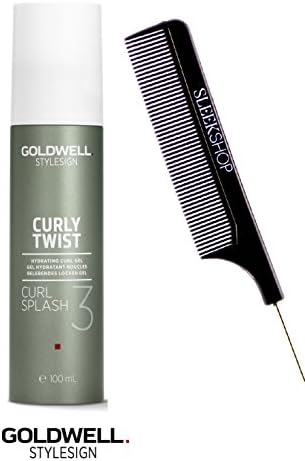 Goldwell Stylesign 3 Curly Twist Curl Splash Hydrating Curl Gel, 3.3 oz (with Sleek Steel Pin Tail Comb)