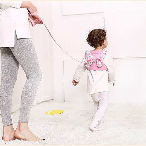 Wenosda 2 Pack Anti Lost Harness Rein Belt Strap & Anti-Lost Wrist Link Safety Band with 360°Rotation Leash Assistant for Toddler/Kids/Babies/Children(Wings Butterfly for Walking + 4.9ft Pink Rope)