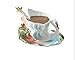 Elegant Handpainted Collectable Fine Arts China Porcelain Tea Cup and Saucer Coffee Cup Peacock Theme Romantic Creative Present for Wedding/christmas Three Sets (Swan)