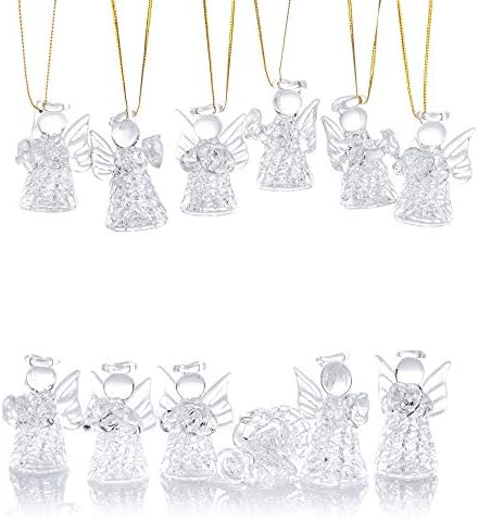 NUPTIO 12 Pcs Beautiful Mini Clear Glass Hanging Angels