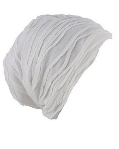 NYFASHION101 Slouch Wrinkled Beanie Cap Slouchy Skull Hat, White
