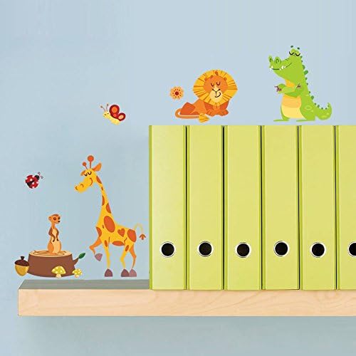 Awakink Jungle Animaux Sauvages Monkeyn Dinosaure Girafe Lion Elephant Zebre Stickers Muraux Sticker Mural Art Amovible Stickers Muraux En Vinyle Pour Filles Et Garcons Chambre Enfants Chambre De Decoration Murale Decoration De