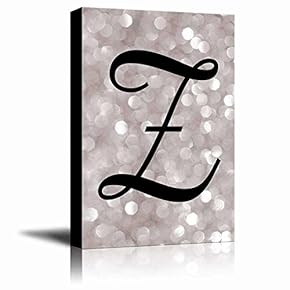 The Letter Z in Brush Stroke Cursive on a Champagne Colored Bokeh Background - Modern Romantic Elegant Art - Canvas Art Home Art - 12x18 inches