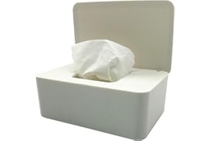 OVYUZHEN Wipes Dispenser Holder,Tissue Storage Box Case Wet Baby Wipes Case Baby Wipe Holder with Lid for Home Office Desk, Dorm, Kitchen, Washroom, Vanity (White)