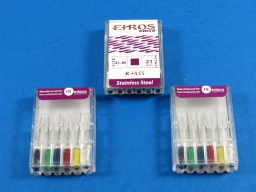 Dental Endodontic Files K 21 mm No 45-80 Stainless Steel Kit 3 / Pack EHROS by EHROS