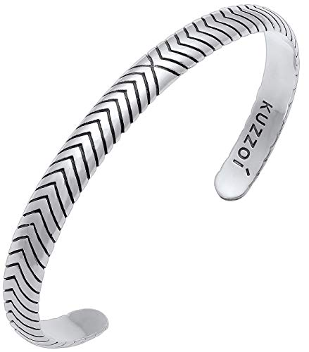 kuzzoi High-quality men's bracelet with clasp made of 925 sterling silver, length 19 cm, width 0.8 cm, 22 grams