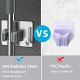 homeasy Mop Broom Holder 4 Pcs Stainless Steel Self Adhesive Wall Mounted Silver view 2