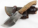 Moorhaus Handmade D2 Tool Steel Tracker Knife with Leather Sheath (Light Walnut)
