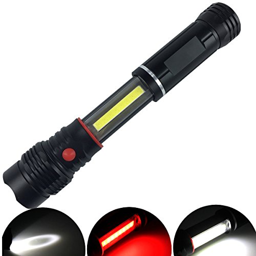 GLCHQ 5W COB white+ red work light rechargeable portable Telescopic flashlight for diving, Camping, hiking, trekking, hunting, fishing, outdoor lighting