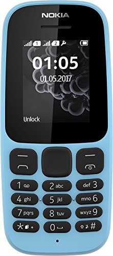 Nokia 105 [2017] TA-1037 Only 2G Dual-Band (850/1900) Factory Unlocked Mobile Phone Black no warranty (Blue)