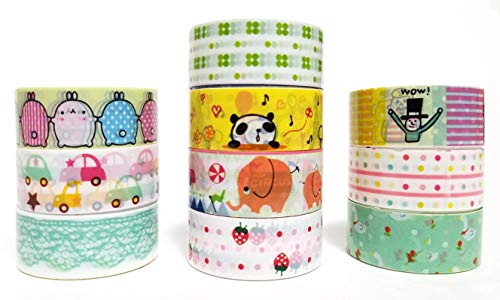 Box of 60 Rolls Cartoon Design Washi Tapes Set,Decorative Masking Washi Tapes Adhesive Scrap Booking Sticker School/Party Supplies DIY Arts Crafts Decoration and Kid Gifts - Thumbnail 5