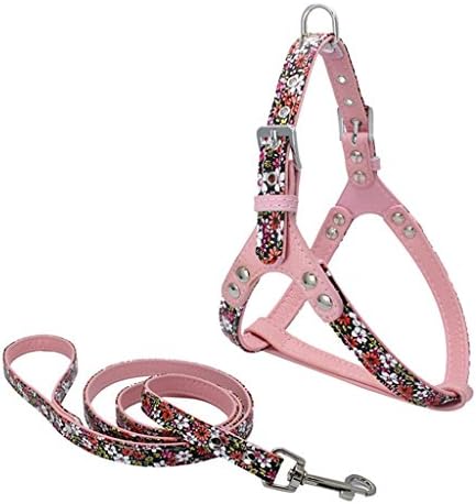 Lewow Pet Leash Collar Harness Set Adjustable Puppy Harnesses Dog Lead Set-Red