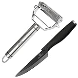 Benchusch Vegetable Peeler & Ceramic Paring Knife Set - Premium Ultra Sharp Stainless Steel Blade with Ergonomic Handle. Professional Set for Peeling, Cutting, & Julienne Potato, Carrot, Apple, Pear