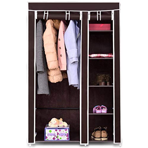 SONGMICS Clothes Closet Portable Wardrobe Storage Organizer with Shelves Claret 43", 43.3" x 17.7" x 69"