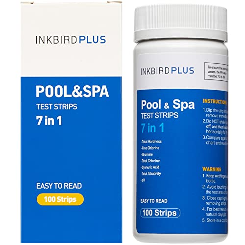 INKBIRDPLUS Pool and Spa Test Strips 100 ct 7 Way Pool Chemical Testing