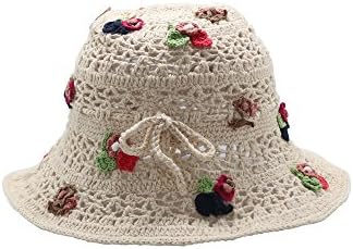 JJNINE Women's Flower Embroidery Handmade Bucket Hat One Size Ivory