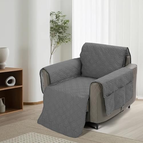 Gugxiom Funda reclinable, Funda Antideslizante para Silla reclinable para sofá, Lavable, Protector de Muebles reclinables, Fundas Acolchadas y Gruesas para Mascotas y niños (Gris Oscuro, 23in)