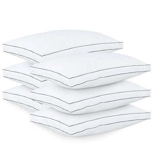 Utopia Bedding Bed Pillows for Sleeping King Size (Grey/White), Set of 6, Cooling Hotel Quality, Gusseted Pillow for Back, Stomach or Side Sleepers