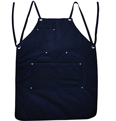 BroilPro Accessories Durable Goods - Deluxe Edition - Waxed Canvas Tool Apron - Upgraded with Padded Straps, Quick Release Buckle & Dual Hammer Loops, Adjustable M to XXL
