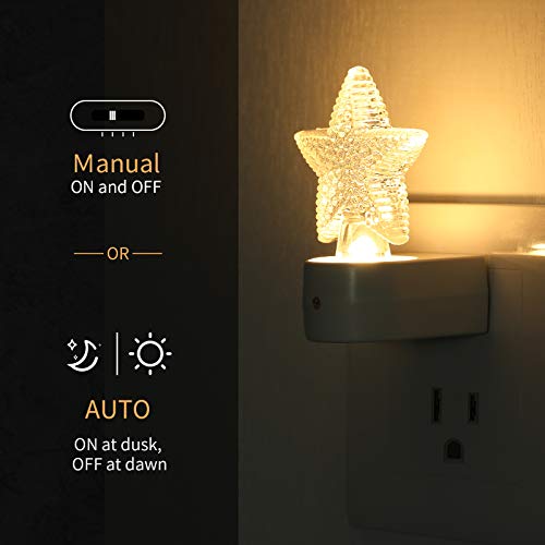 Star Plug-in LED Night Light – Dusk to Dawn Sensor & Manual Switch, Adjustable Brightness, Décor, Gift, Cute Nightlight for Bathroom, Kids, Nursery