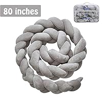 Luchild Baby Braided Crib Bumper Soft Snake Pillow Protective & Decorative Long Baby Nursery Bedding Cushion Knot Plush Pillow for Toddler/Newborn (Grey)